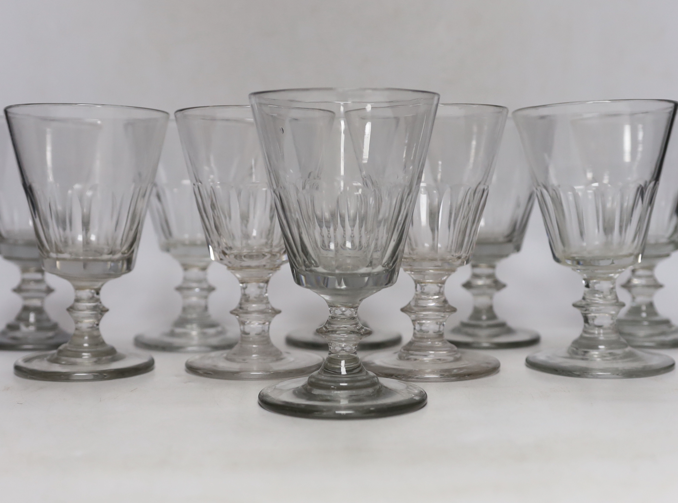 A set of ten 19th century glass rummers, 14.5cm